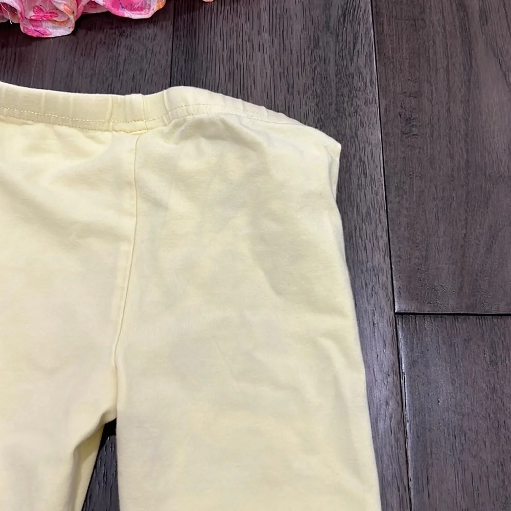 Nannette baby Capri leggings with sleeveless butterfly sheer like bubble top